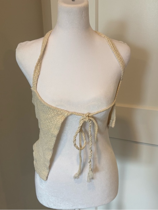 Urban Outfitters Tops - Knit Tie-Front Halter Top in Cream
